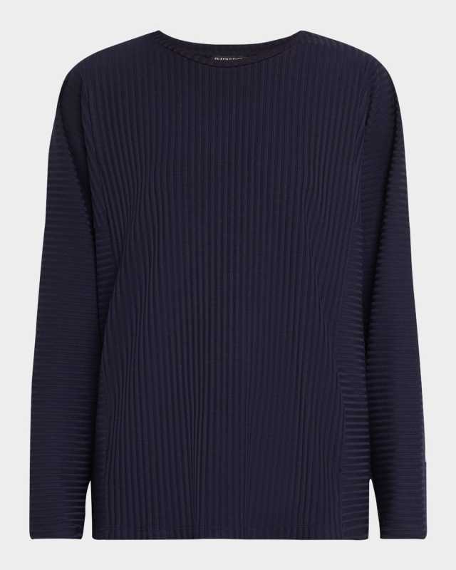 Crewneck Textured Stretch Rib Tunic